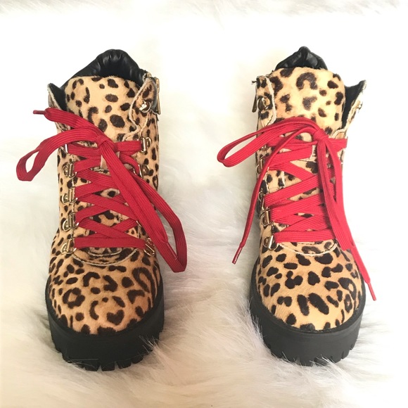 Aqua☀️Leopard print combat boots - Picture 2 of 11